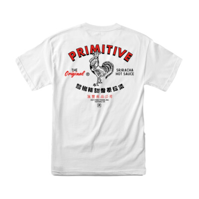 

Мужская футболка с короткими рукавами Primitive Apparel x Huy Fong OG (белая) с рисунком, Белый