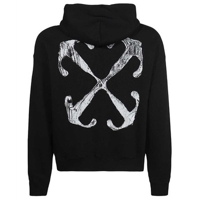Pre-owned Off-white Scratch Arrow Design Skate Fit Black Hoodie