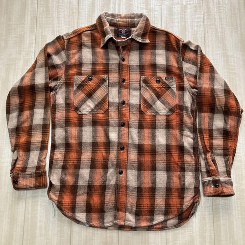 TOYs McCOY Flannel Check Shirt Beige x Brown Size 15 Used