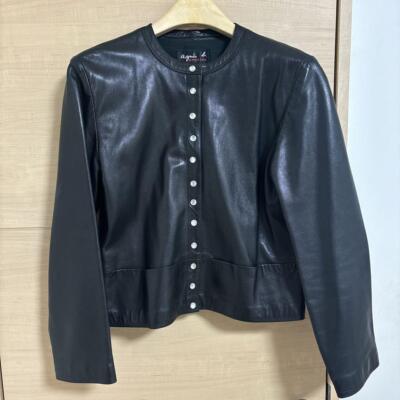Agnes B. Leather No-Collar Jacket Cardigan agnes b. | eBay