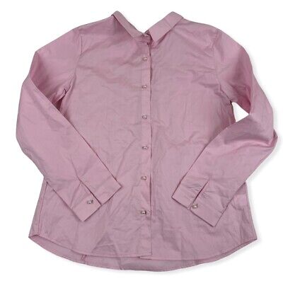 NWOT Hayden Girls Pink Button Down Top Collared Size 13/14 Pearl Buttons L/S