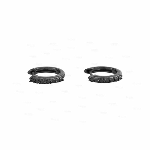 Pre-owned Irisha Designs Black Diamond 12 Mm Fine Huggie Hoop Earrings