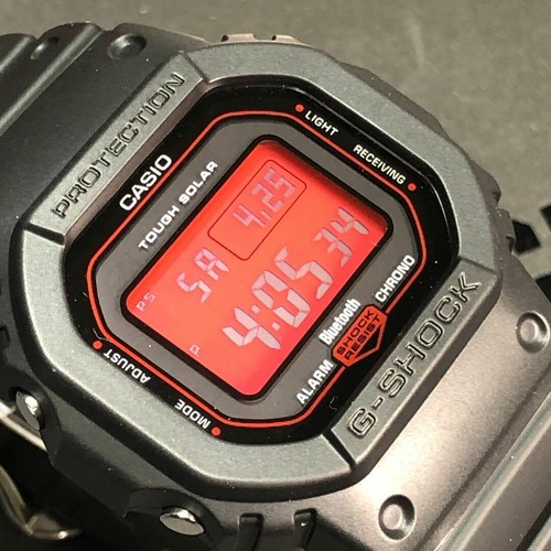 Pre-owned Casio G-shock Black & Red Gw-b5600ar-1 Solar Radio Men's Watch In Box