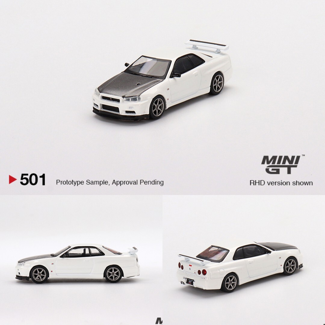 MINI GT 1:64 Nissan Skyline GTR R34 V-Spec II N1 White RHD