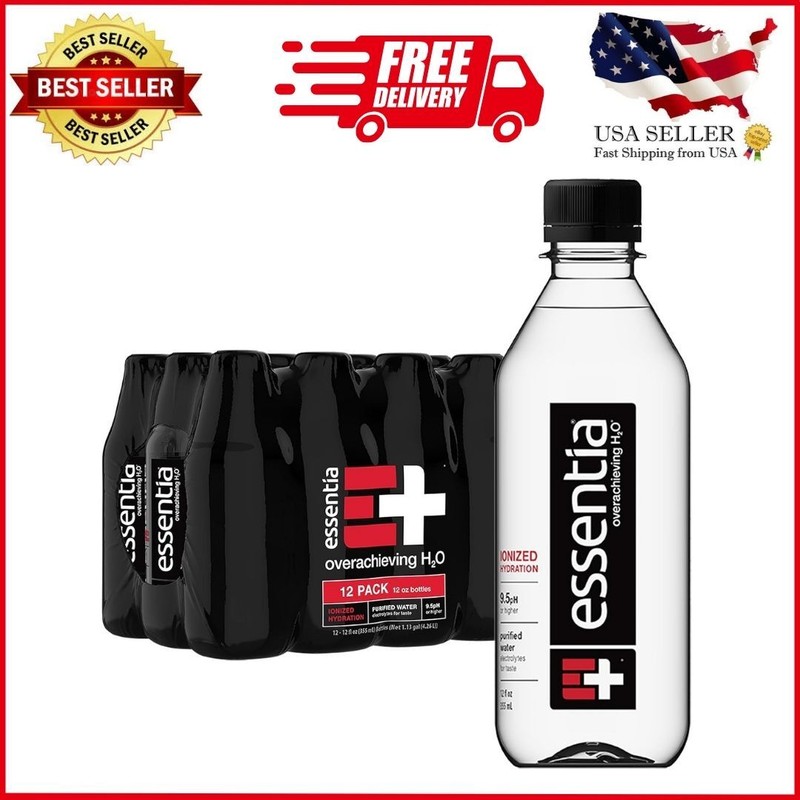 Essentia Water: Ionized Alkaline | 99.9% Pure | 9.5 pH+ |BPA-Free 12oz (12 Pack)