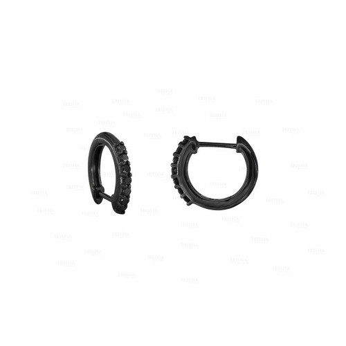 Pre-owned Irisha Designs Black Diamond 12 Mm Fine Huggie Hoop Earrings