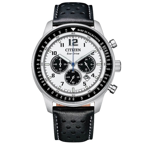 Pre-owned Citizen Eco-drive Ca4500-32a Future Force Chronograph Black Leather