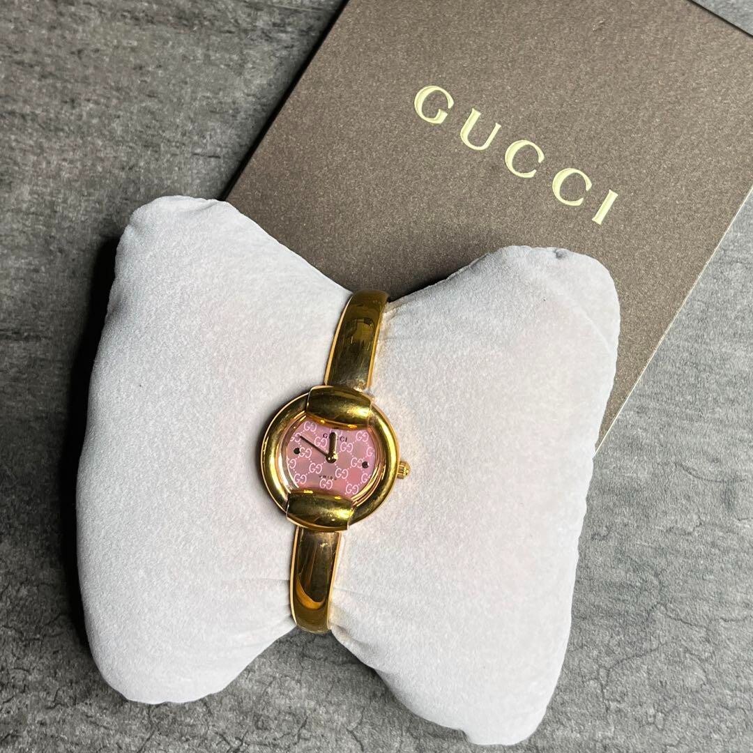 【極希少・電池新品】GUCCI 1400L ゴールド ピンクシェル GG柄 極希少・電池新品】GUCCI 1400L ゴールド ピンクシェル GG柄
