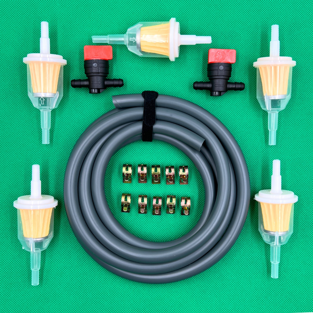 7 Feet 1/4 inch ID Fuel Line Hose Kit with 10 Clamps for Briggs Kawasaki Kohler