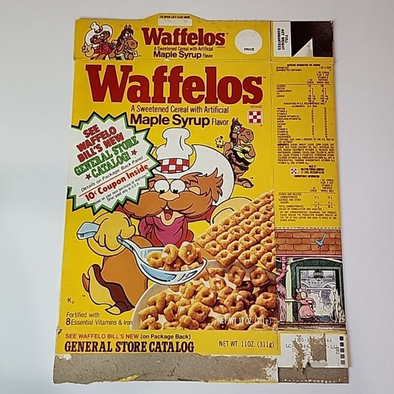 Vintage 1980 Waffleos General Store Catalog Cereal Box Ralston Purina