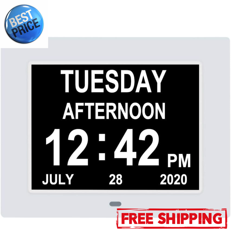 DIGITAL CALENDAR DAY CLOCK Extra Large Date Time and Day of Week Dementia Clocks