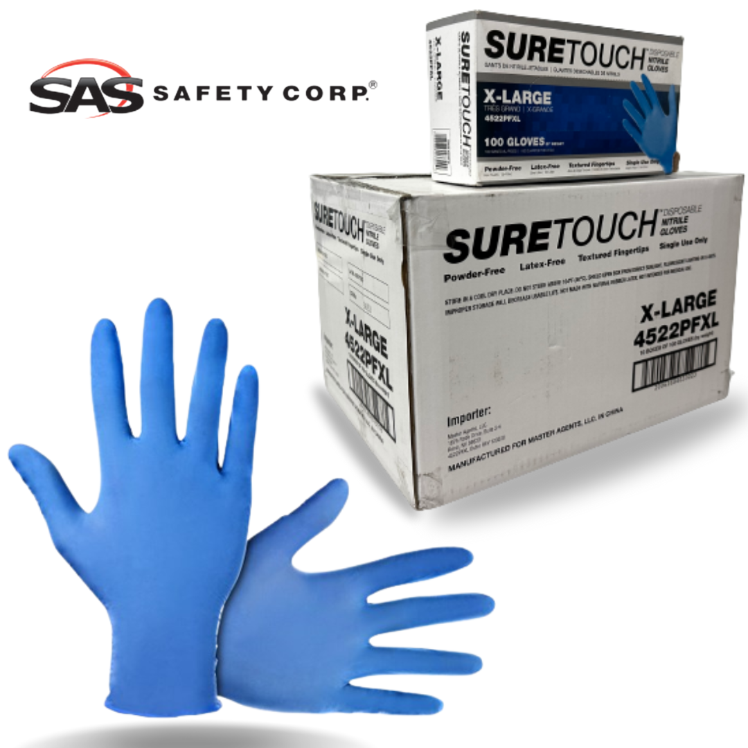 Blue Nitrile Exam Gloves 4522PF Powder Free SureTouch SAS