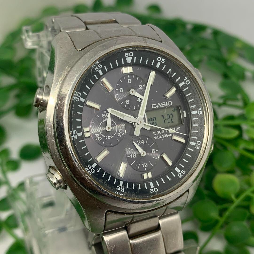 お歳暮 2025 Ceptor Wave WVQ-500DJ CASIO Solar Chronograph Anadigi Radio 時計