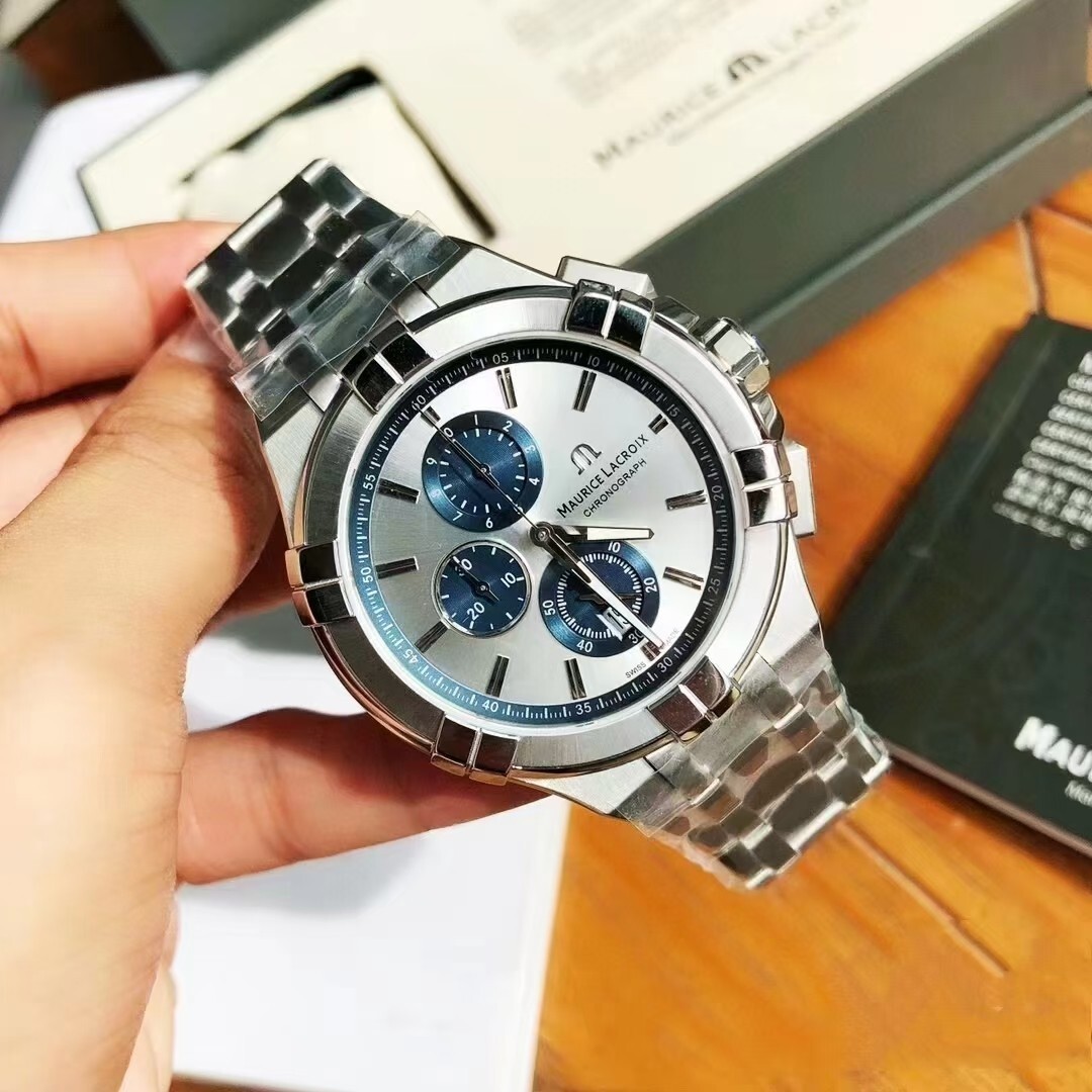 Pre-owned Maurice Lacroix Aikon Watch Ai1018-ss002-131-1 White Face, Brand New, 44mm