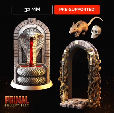 Masters of Dungeons Quest-Snake Fountain-3D Printed Resin 32mm HeroQuest Terrain