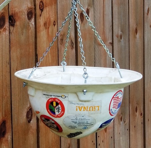 Up-cycled Oilfield Helmet to Bird House Bird Feeder Planter Flowers Yard Decor