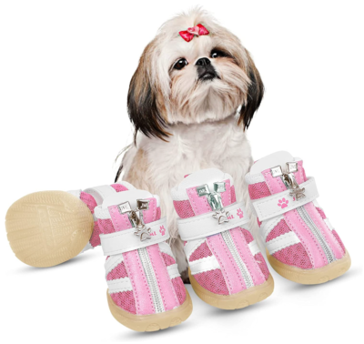 AOFITEE Mesh Dog Pet Shoes Boots Paw Protectors Waterproof Anti