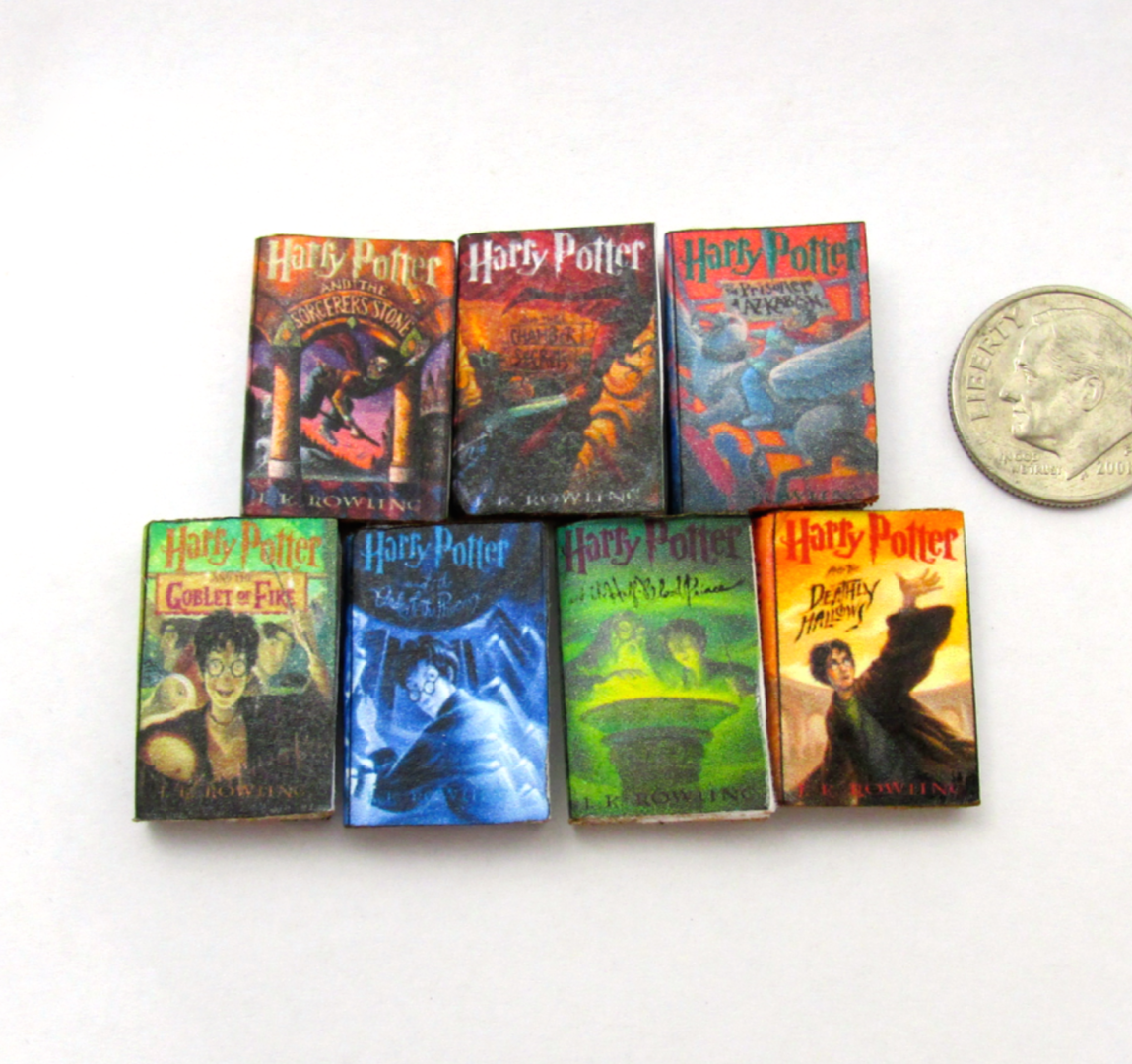 7 HARRY POTTER Miniature Books Dollhouse 1:12 Scale PROP Faux Books Magic 