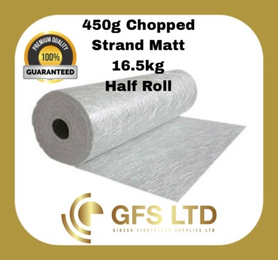 450gsm- 16.5kg Fibreglass Chopped Strand Mat GRP Emulsion- 36m² ( Half Roll ) 