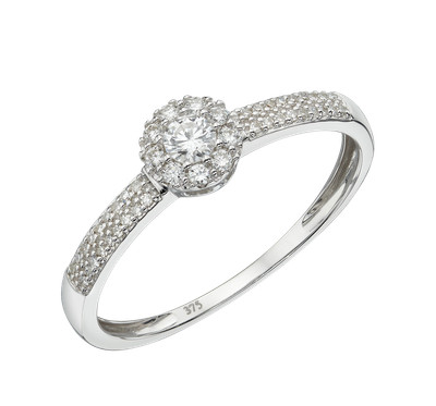 Klein Diamant Haufen Ring Weiß Gold