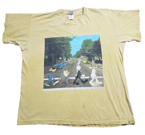 Vtg Looney Tunes The Beatles Abbey Road Promo Short Sleeve T
