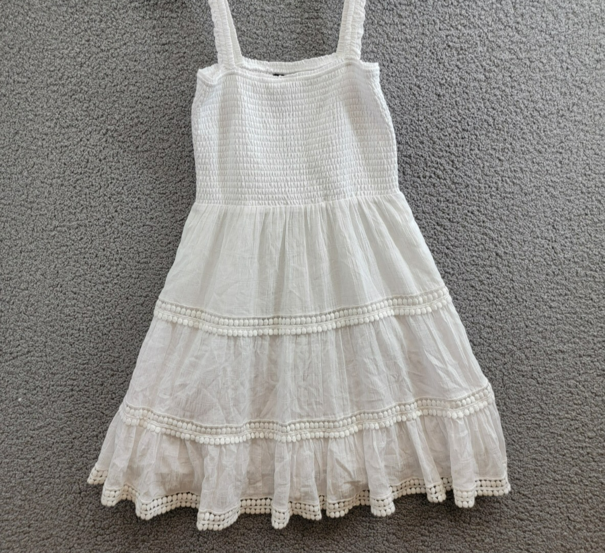 Steve Madden Kahina Tiered Lace-Trim Minidress Women's M White Straight Neck - Picture 2 of 15