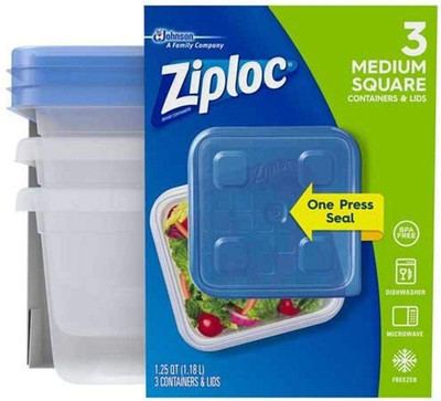 Ziploc Container, Medium Square,3 Count (Pack of 1)