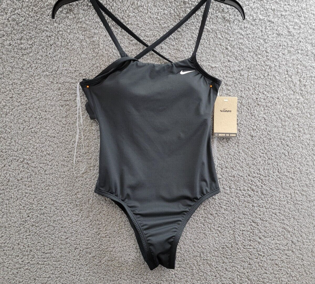Nike Lace Up Back One-Piece Swimsuit Women's XS Black Scoop Neck Adjustable - Picture 3 of 16