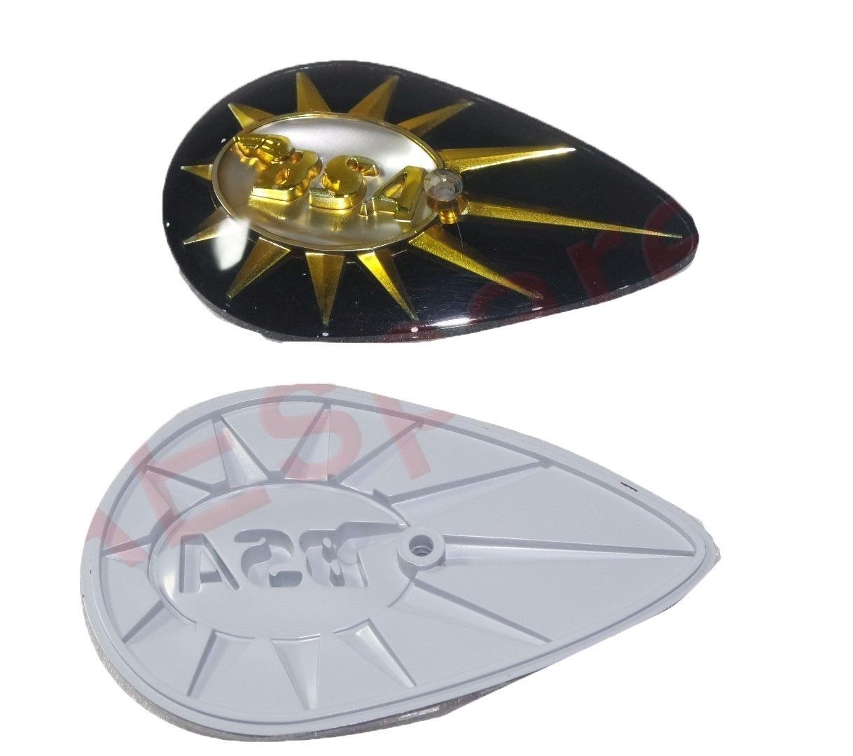 BSA A65 Fuel Gas Tank Black Badge Monogram Set Eye Shaped  