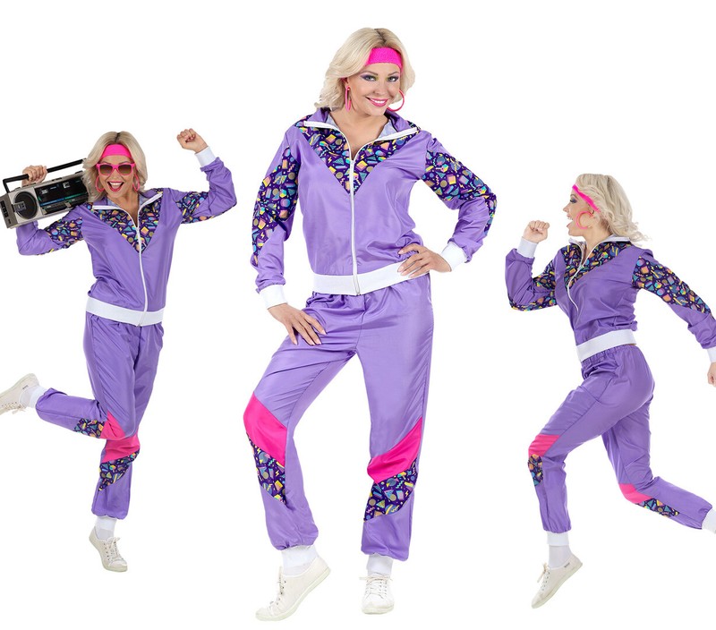 Violetter 80er Jahre Damen  Jogginganzug 80er Jahre 80ties Verkleidung