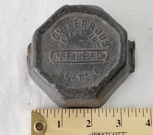 Vintage N-F Metals of Seattle Lead Ingot bar 5 Pounds 5 Lbs. Non-ferrous rare