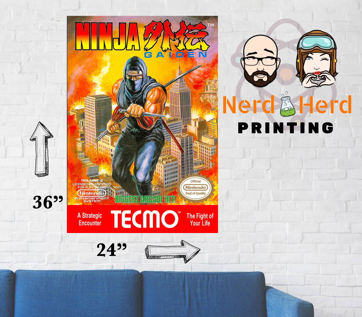 NINJA GAIDEN 店頭ポスター Ninja Gaiden Nintendo NES BOX ART II III Premium POSTER MADE