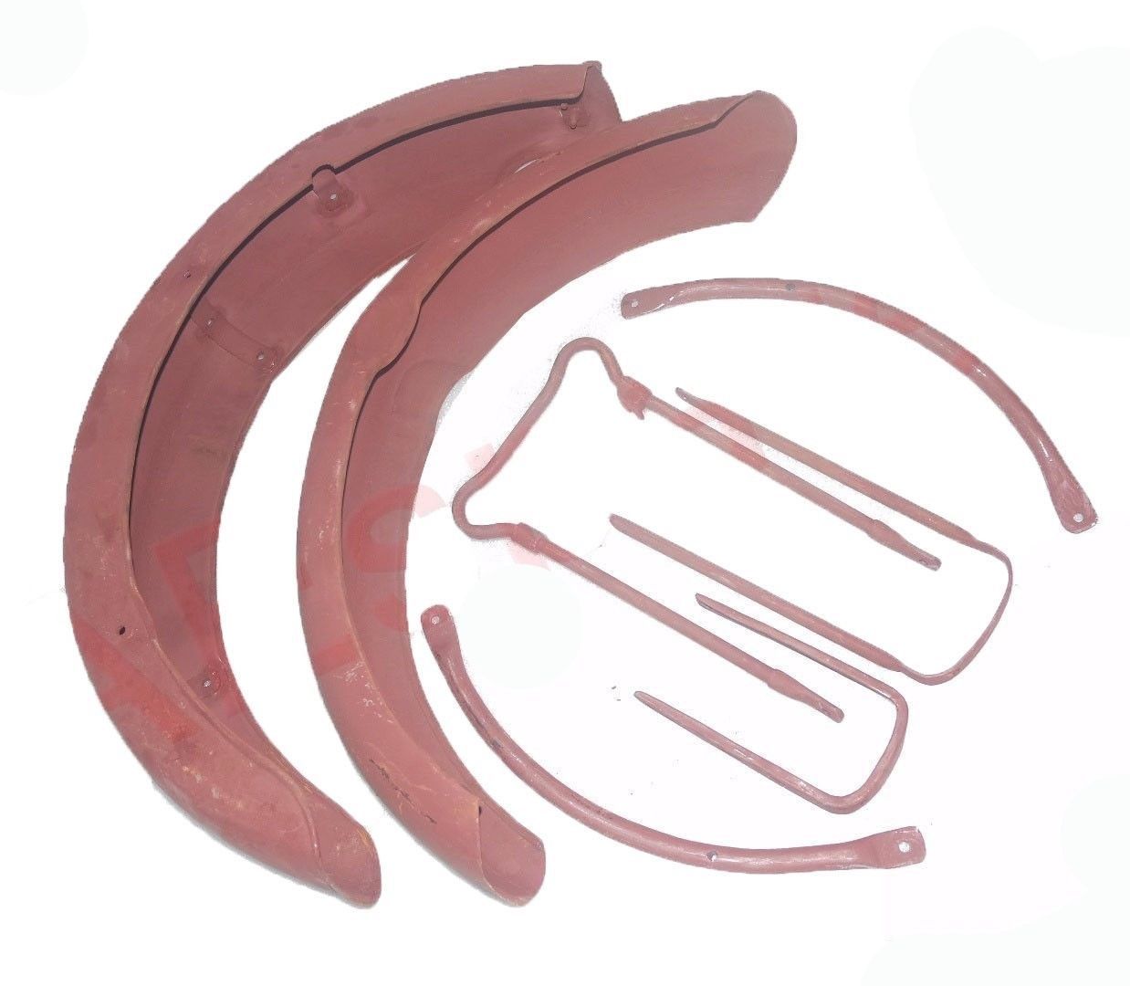 BSA C12 Front Rear Mudguard Set With Brackets Stays Raw Bare Metal 