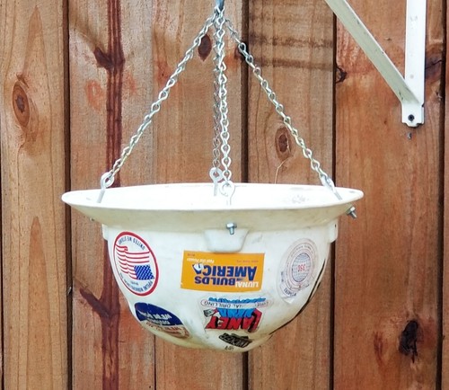 Up-cycled Oilfield Helmet to Bird House Bird Feeder Planter Flowers Yard Decor