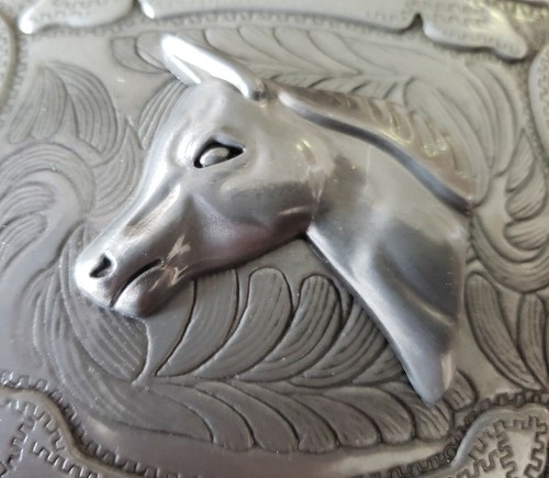 Vintage X-large Horse Western Style Belt Buckle 5 1/2