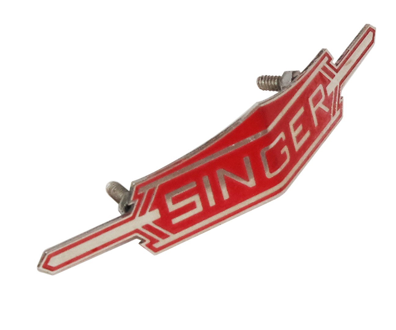 Singer Badge Decal Steel Red Chrome For Singer Vintage Car 1905 to 1970