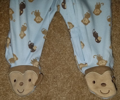 EUC Boys CARTER'S monkey sleeper  Size 0-3 Months