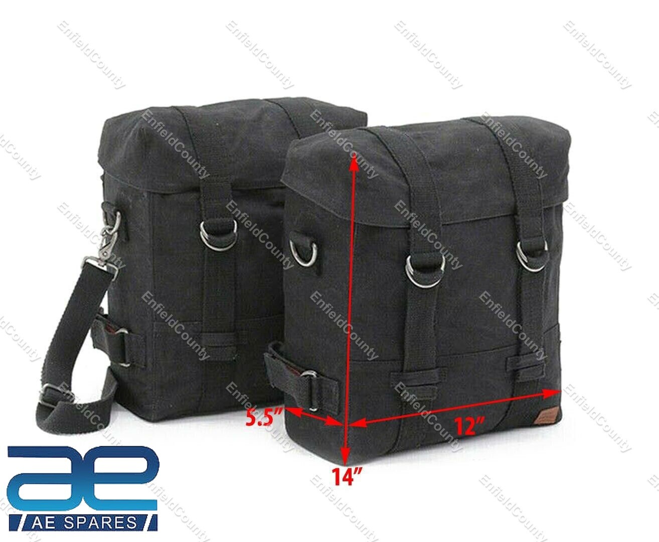 For Royal Enfield Classic 350 500 Military Pannier Set With Black Bags & Fitting 