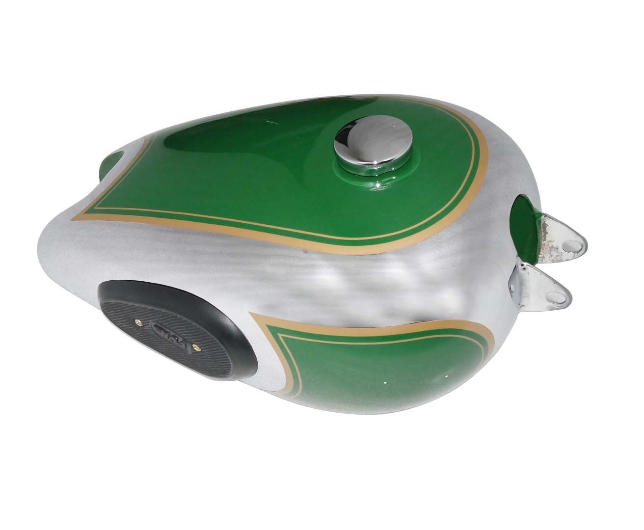 BSA B31 B33 Plunger Model Green & Chrome fuel petrol tank With Cap Tap & Knee pad
