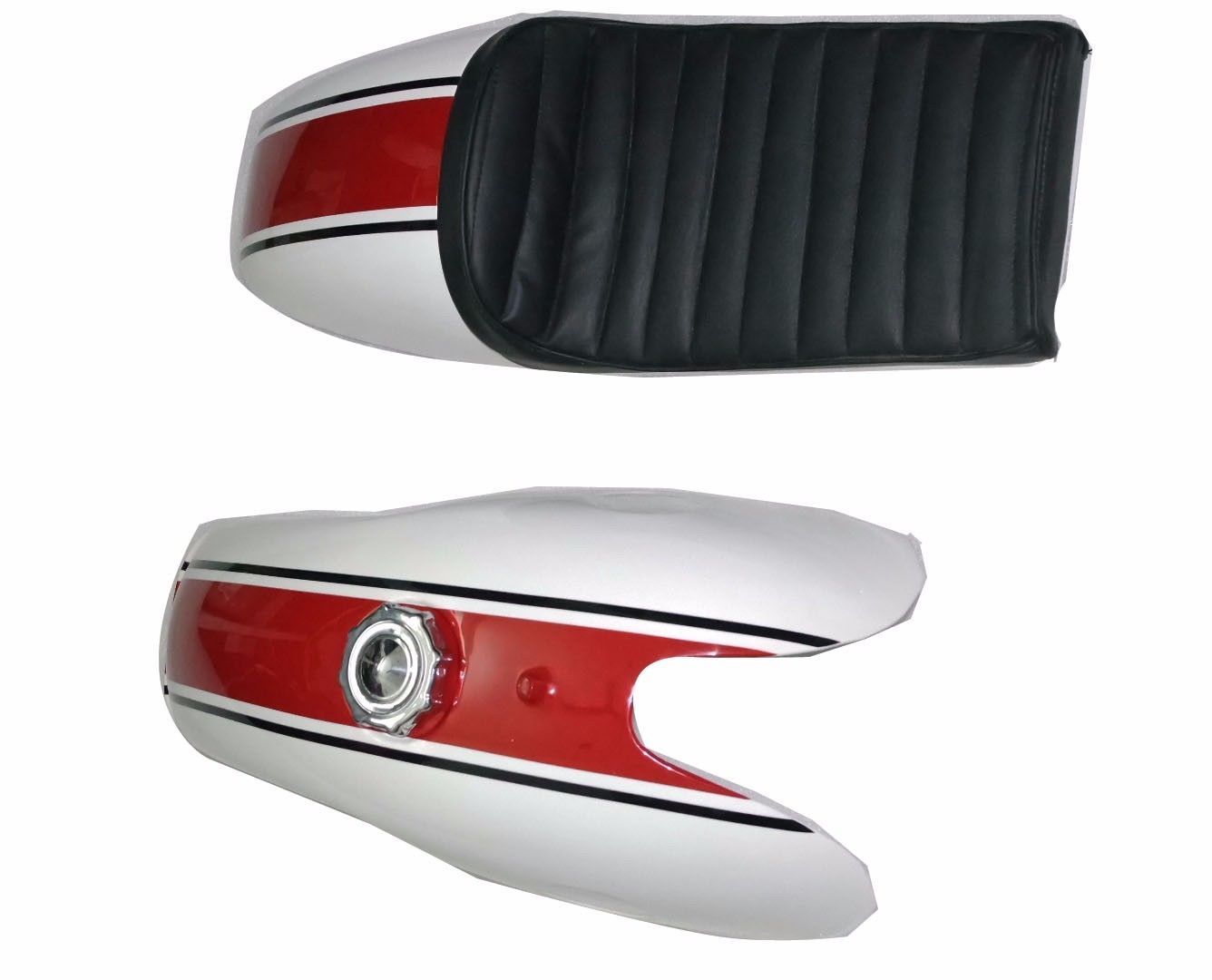 Benelli Mojave Cafe Racer 260 360 White & Cherry Petrol Fuel Tank With Seat  