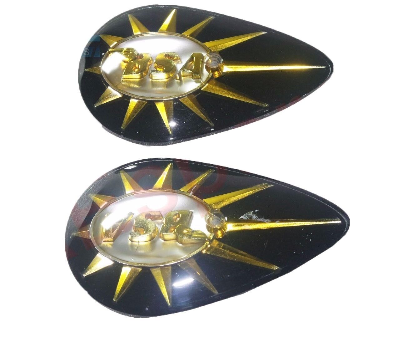 BSA A65 Fuel Gas Tank Black Badge Monogram Set Eye Shaped  