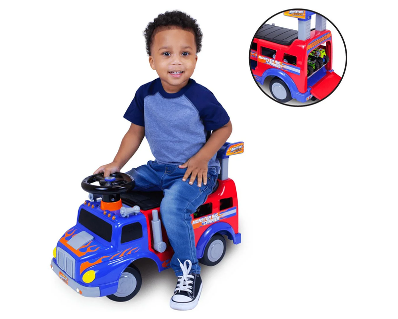 Monster Rig Carrier Ride-On Toy for Kids Ages 1 to 3, Supports...