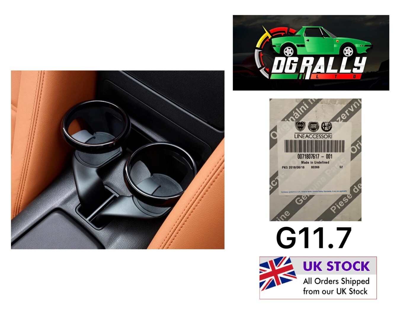 New OE Pair of Fiat 124 Spider Cup Holders in Piano Black New OE Pair of Fiat 124 Spider Cup Holders in Piano Black