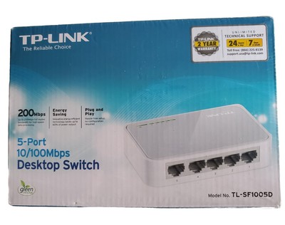 NEW TP-Link TL-SF1005D 5-Port 10/100Mbps Fast Ethernet Desktop Switch Sealed Box