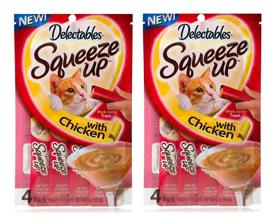 Delectables Squeeze Ups Chicken Flavor (2-PACKS) 4- Individual Tubes in Each  