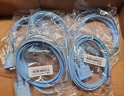 New Lot of 5 Cisco Systems OEM 72-3383-01 Router Console Cable 6' Blue 150V