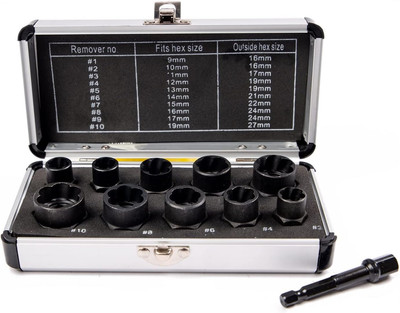 10Pcs Bolt Extractor Damaged Nut Remover Set,Broken Screw Nut Bolt Extractor Kit