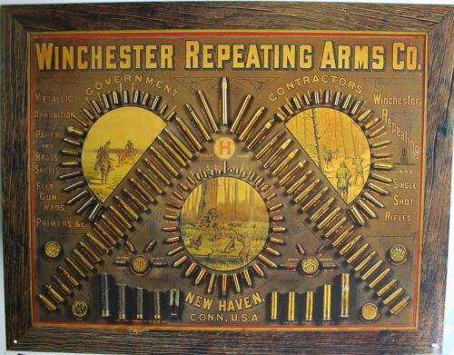 Vintage Replica Tin Metal Sign Winchester gun ammo case bullet Rifle Pistol 2177