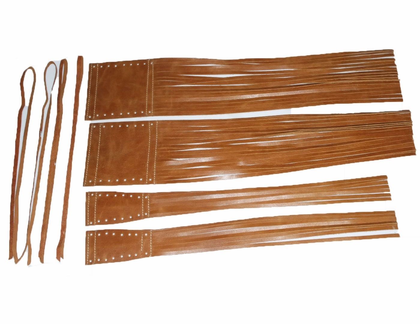 Indian Chief Handlebar Grip Cover Fringe Tassel Genuine Tan Leather 