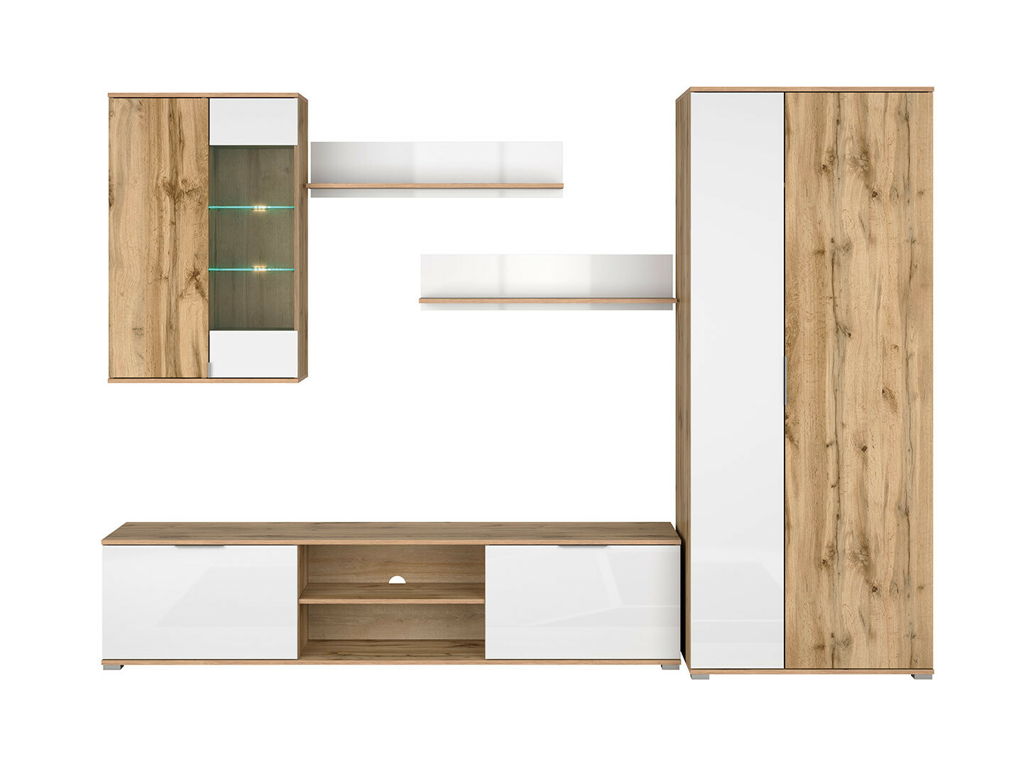 Modern Living Room Furniture Set Oak White Gloss TV Unit ...